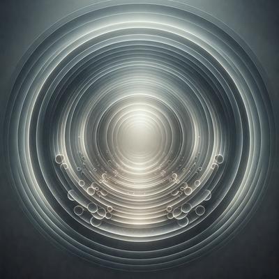The primary subject of the image is a tunnel-like structure with a circular shape. The tunnel is illuminated by a light source, creating a bright and inviting atmosphere. The setting is a dark background, which contrasts with the lighted tunnel, emphasizing its presence. The visual style of the image is a combination of photo and digital art, creating a unique and captivating scene. The colors and mood of the image are predominantly silver and white, giving it a futuristic and modern feel.